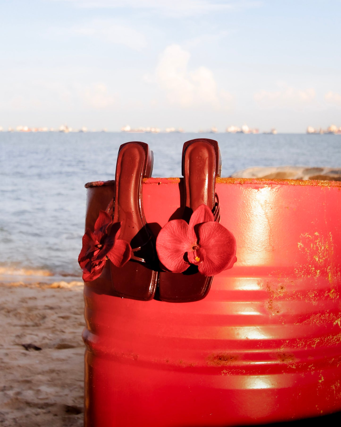 (MTO) Demure Wrap Up Sandals in Glossy Burgundy