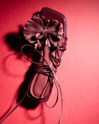 Demure Wrap Up Sandals in Glossy Burgundy