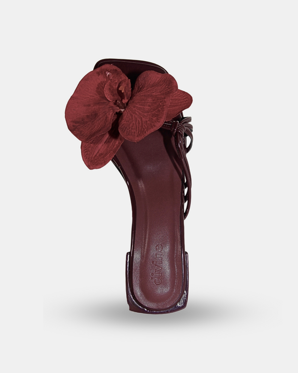 Demure Wrap Up Sandals in Glossy Burgundy